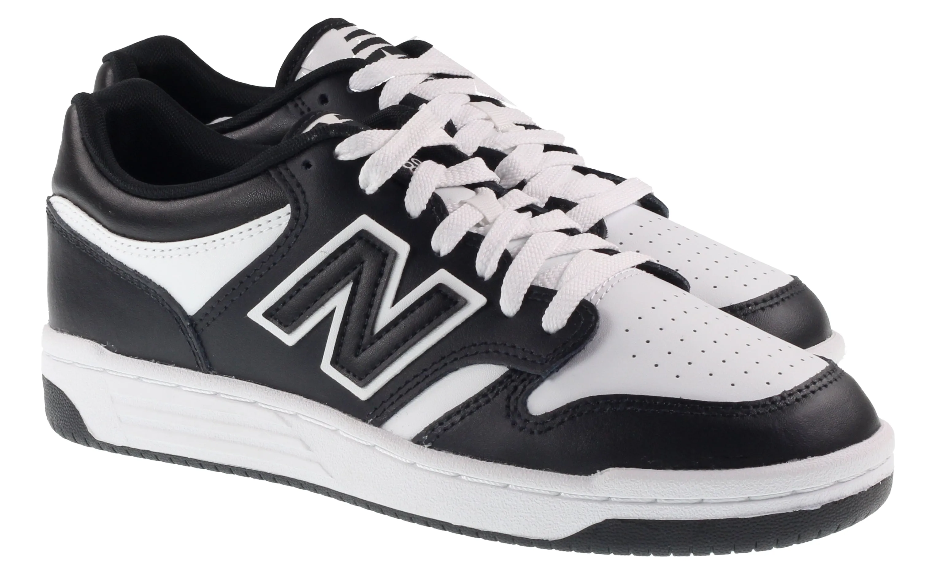 New Balance Trainers Junior 480 Low Leather White Black