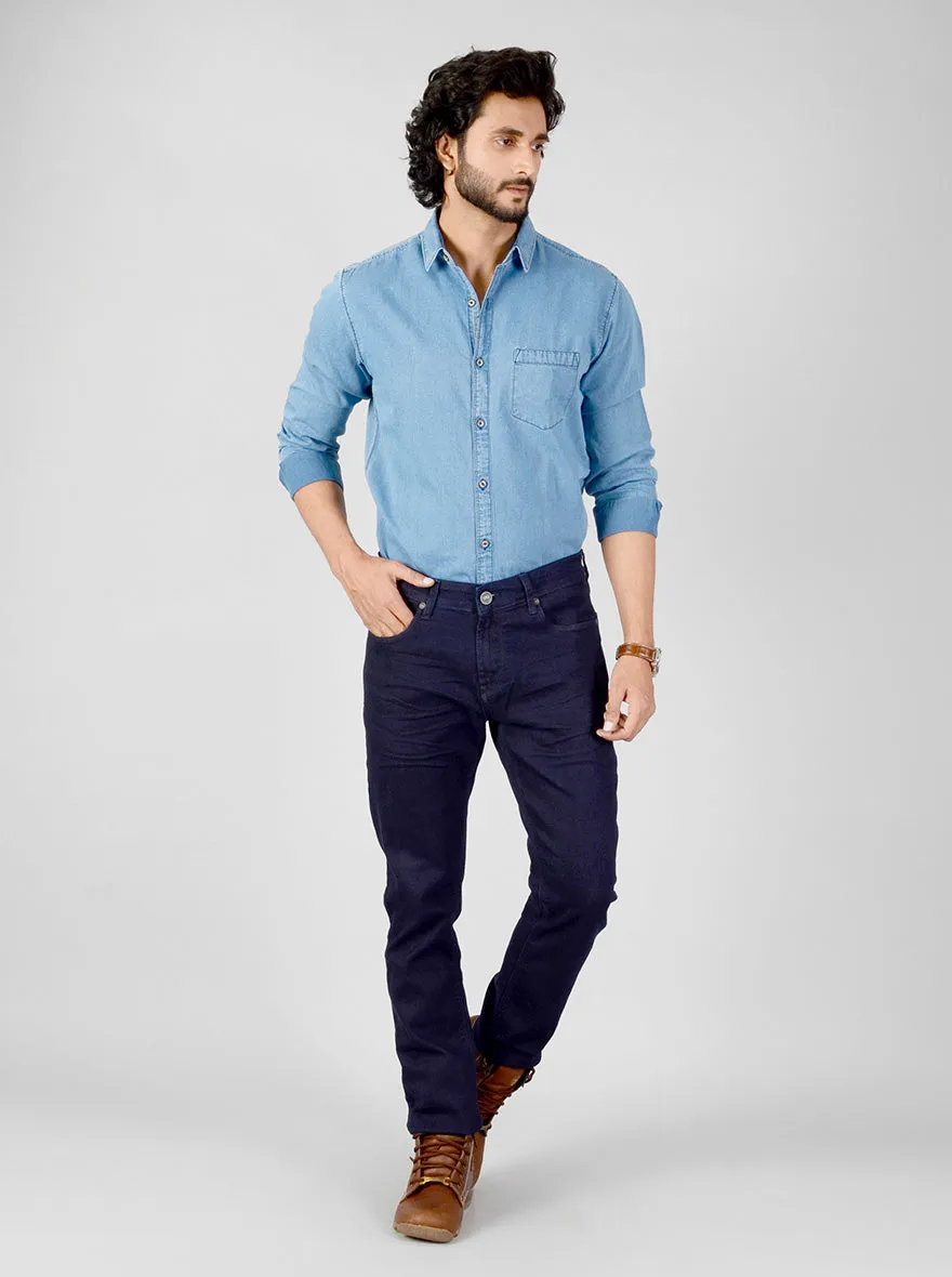 Night Blue Solid Slim Fit Jeans | JadeBlue