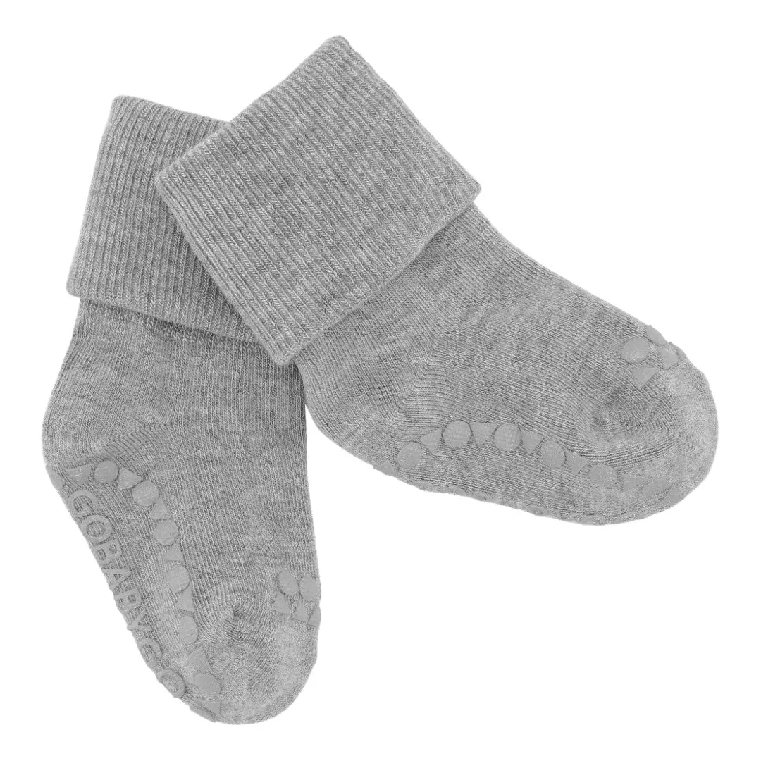 Non-Slip Grip Socks - Bamboo Mini - Grey Melange