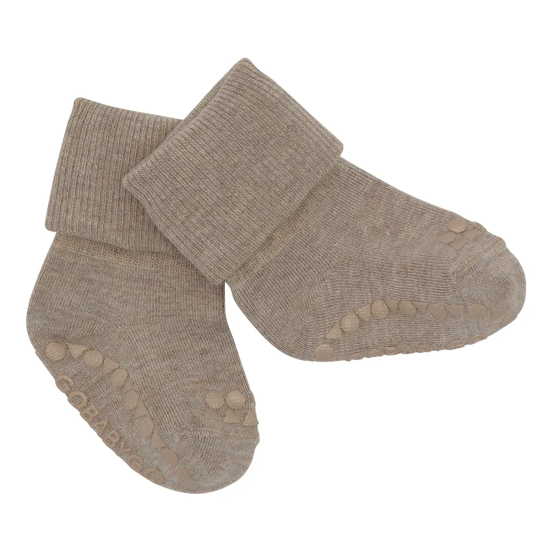 Non-Slip Grip Socks - Bamboo Mini - Sand