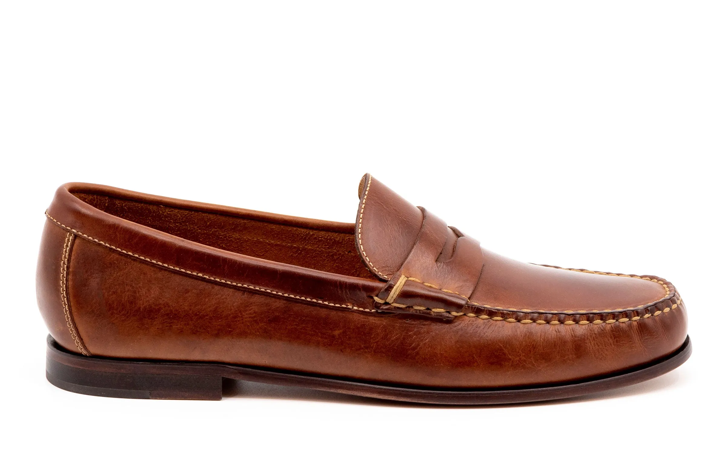 Old Row Saddle Leather Penny Loafers - Cigar