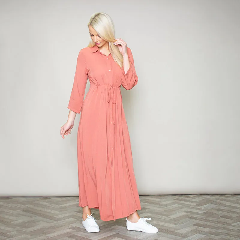 Pillo Peach Maxi Shirt Dress