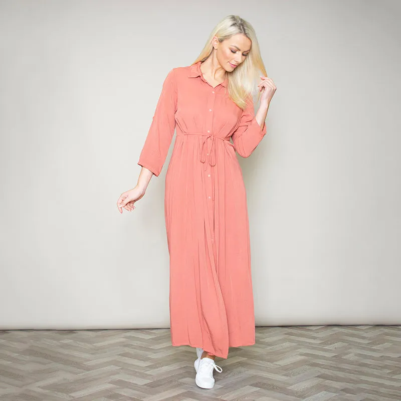 Pillo Peach Maxi Shirt Dress