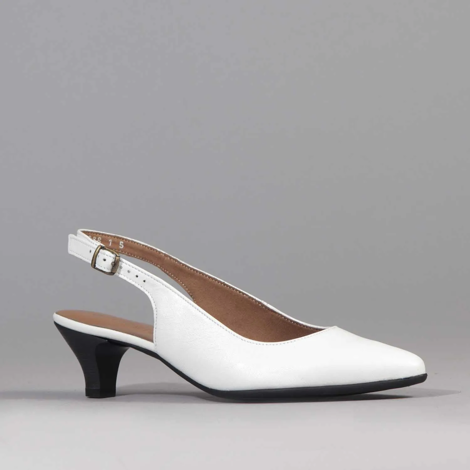 Slingback Kitten Heel in White - 12576