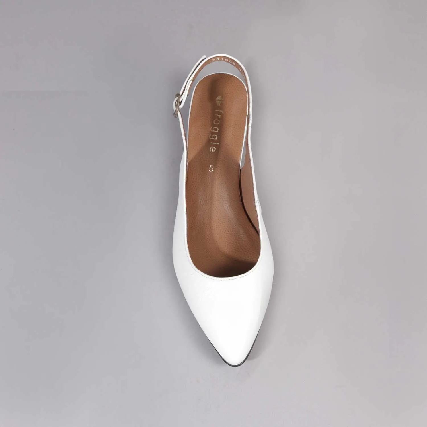 Slingback Kitten Heel in White - 12576