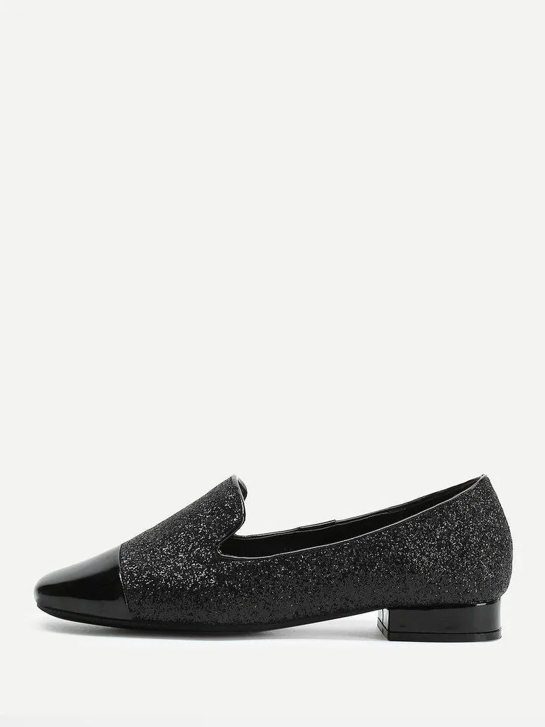 Square Toe Glitter Loafers