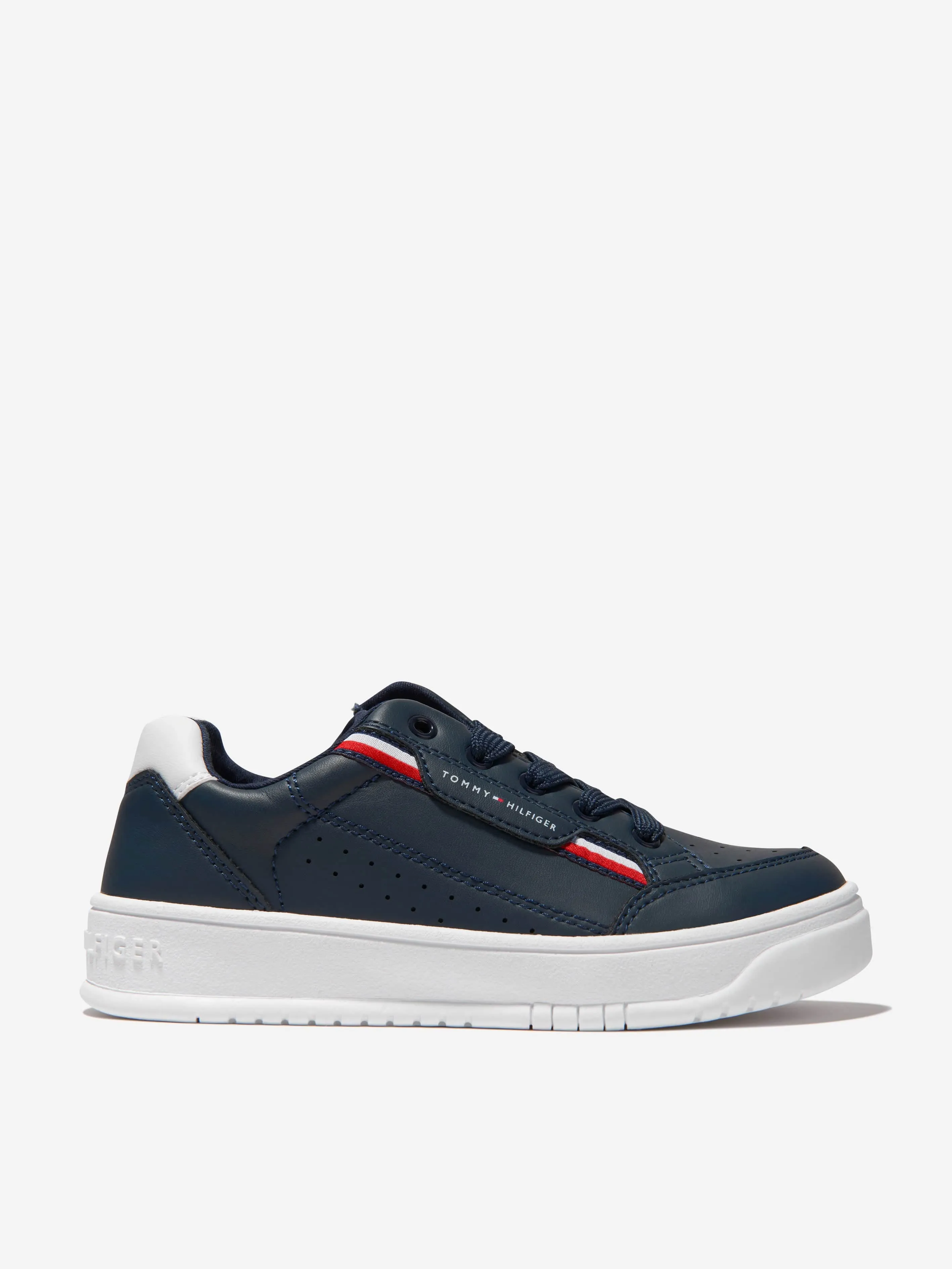 Tommy Hilfiger Boys Faux Leather Lace Up Trainers