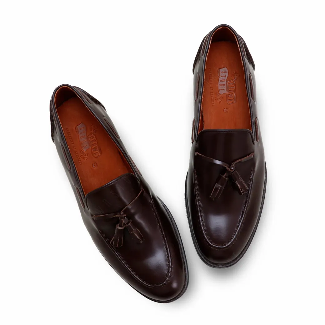 VELVET TASSEL LOAFERS MOC TOE MATTE BROWN