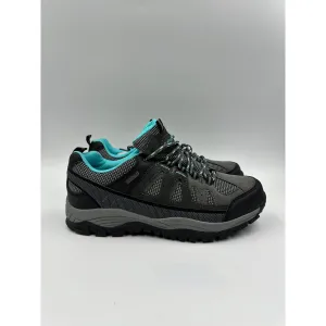 Women's Size 8.5, Gray Low Top Hikers w/ Aqua Accent and Rugged Toe and Heel Cap